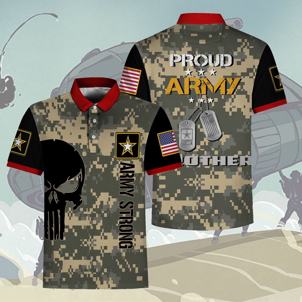 Customspig Polo Shirt US Army Proud Army Brother 3D Apparel