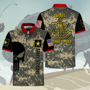 Customspig Polo Shirt US Army Israel Defense Forces 3D Apparel