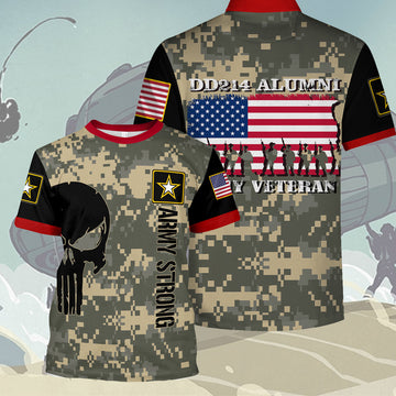 Customspig T-shirt US Army DD214 Alumni Army Veteran 3D Apparel