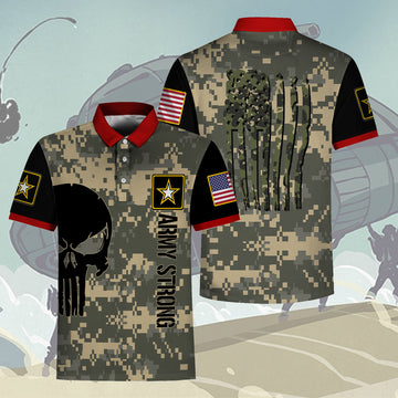 Customspig Polo Shirt US Army What Is A Click In The Army USA Camouflage Flag Classic Army 3D Apparel
