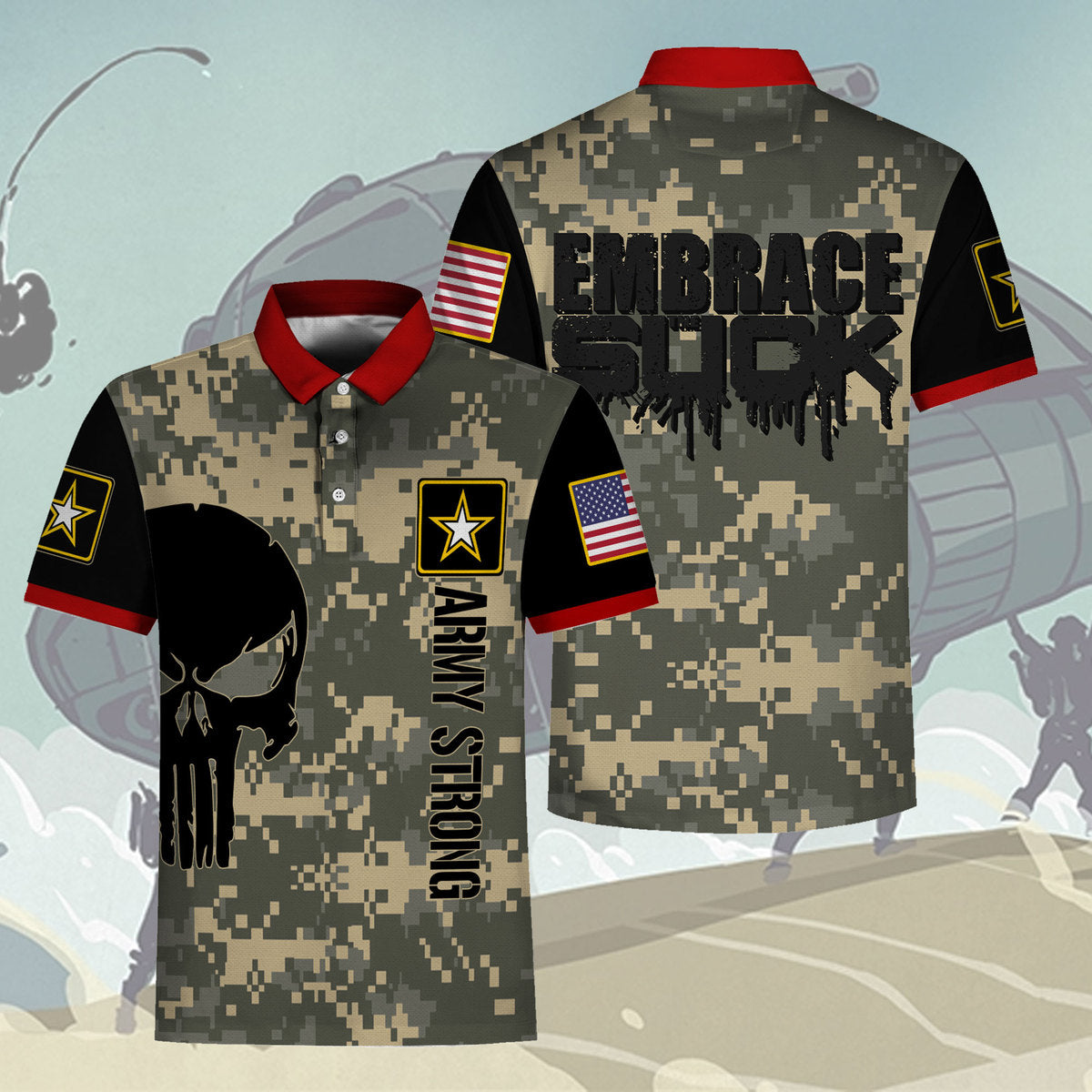 Customspig Polo Shirt US Army Embrace The Suck 3D Apparel