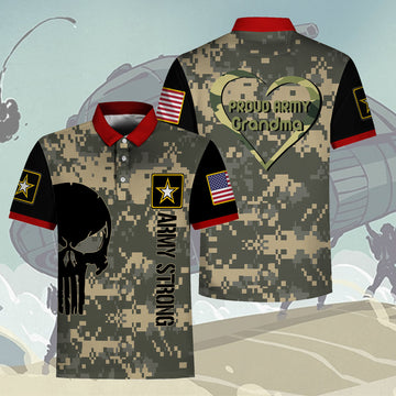 Customspig Polo Shirt US Army Proud Army Grandma 3D Apparel