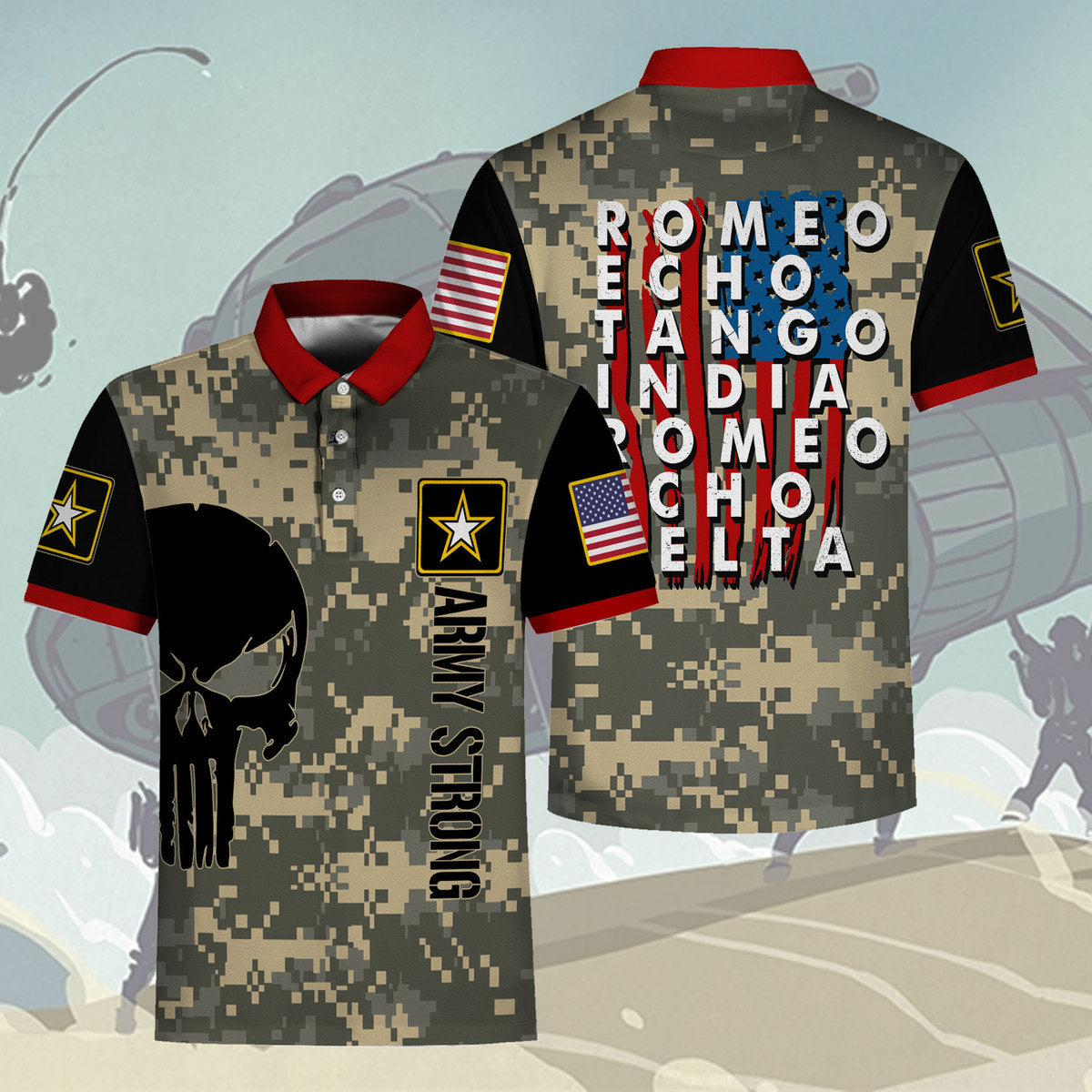 Customspig Polo Shirt US Army What Is A Click In The Army Us Army Retired Phonetic Military Alphabet 3D Apparel