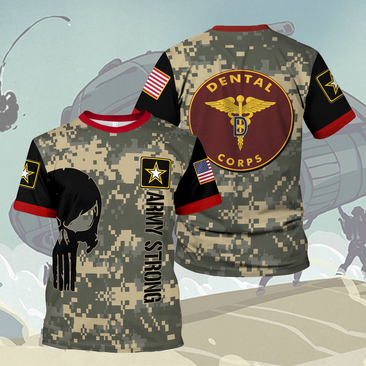 Customspig T-shirt US Army Uniform Army Dental Corps WW2 3D Apparel