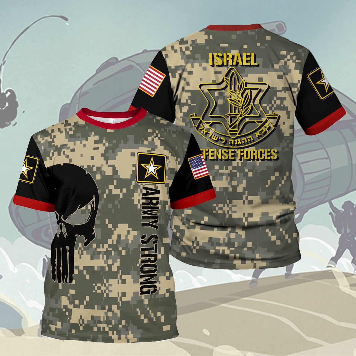 Customspig T-shirt US Army Israel Defense Forces 3D Apparel