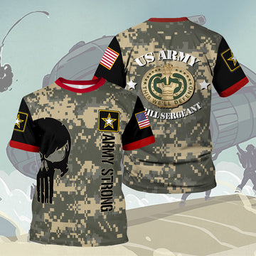 Customspig T-shirt WW1 US Army Uniform Army Drill Sergeant Badge Shield Army 3D Apparel