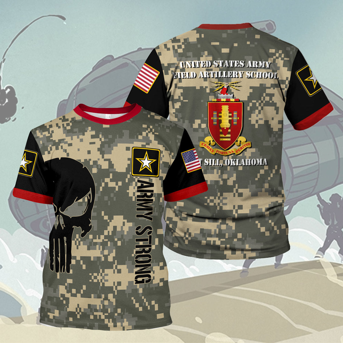 Customspig T-shirt US Army Bootcamp Navy Mil Army Field Artillery School Fort Sill Oklahoma Army 3D Apparel