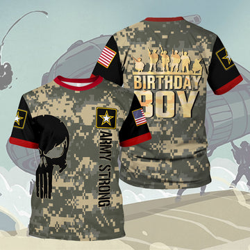 Customspig T-shirt US Army Birthday Boy Army Party Supplies Camo Gift Army 3D Apparel