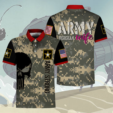 Customspig Polo Shirt US Army Veteran Wife 3D Apparel