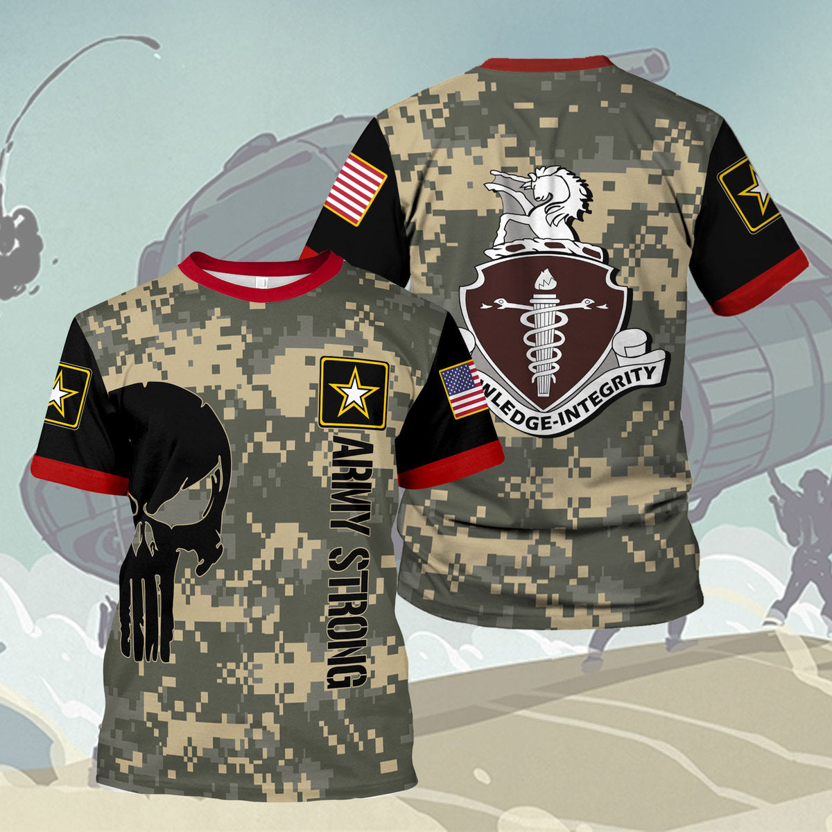 Customspig T-shirt US Army Knife Army Veterinary Corps Army 3D Apparel