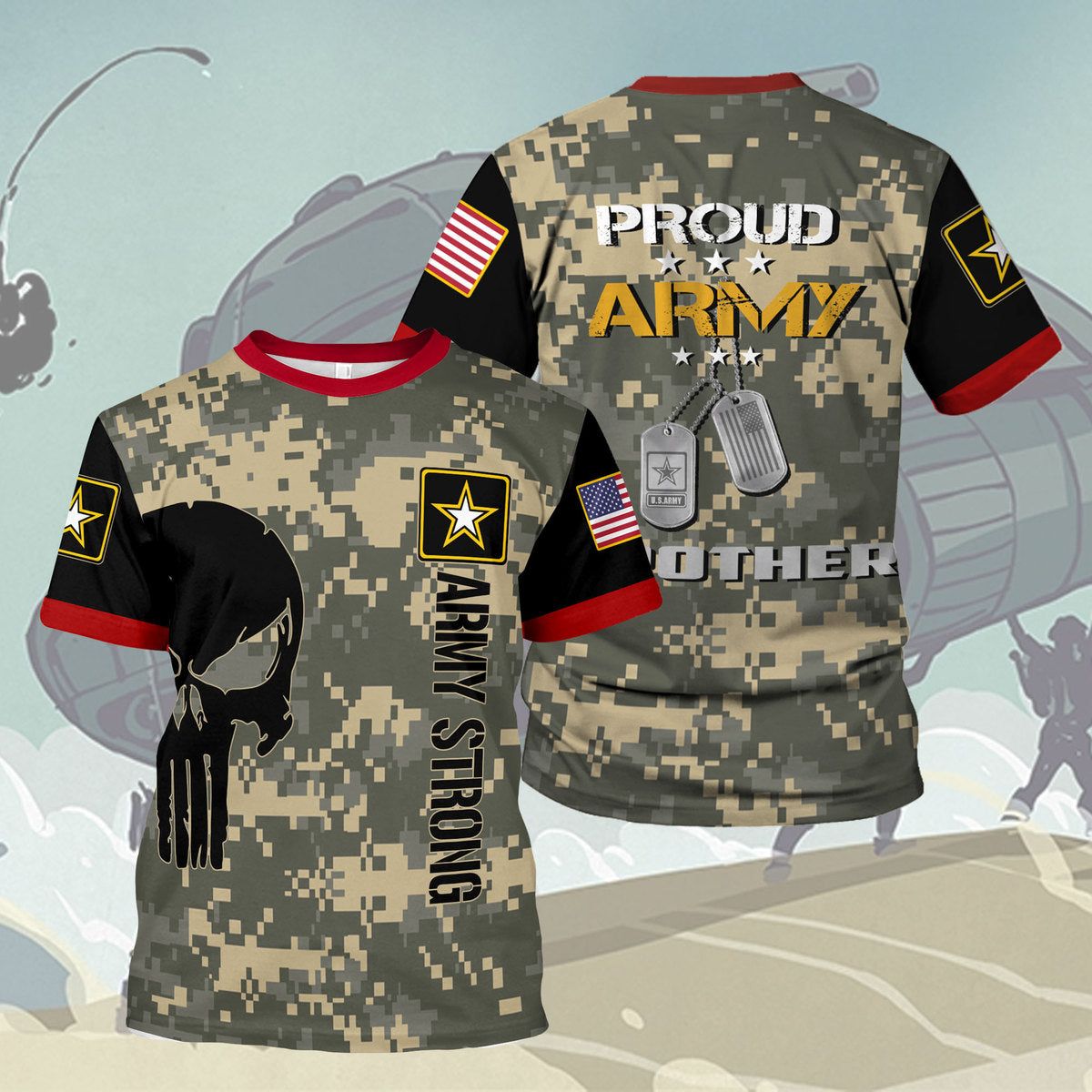Customspig T-shirt US Army Proud Army Brother 3D Apparel