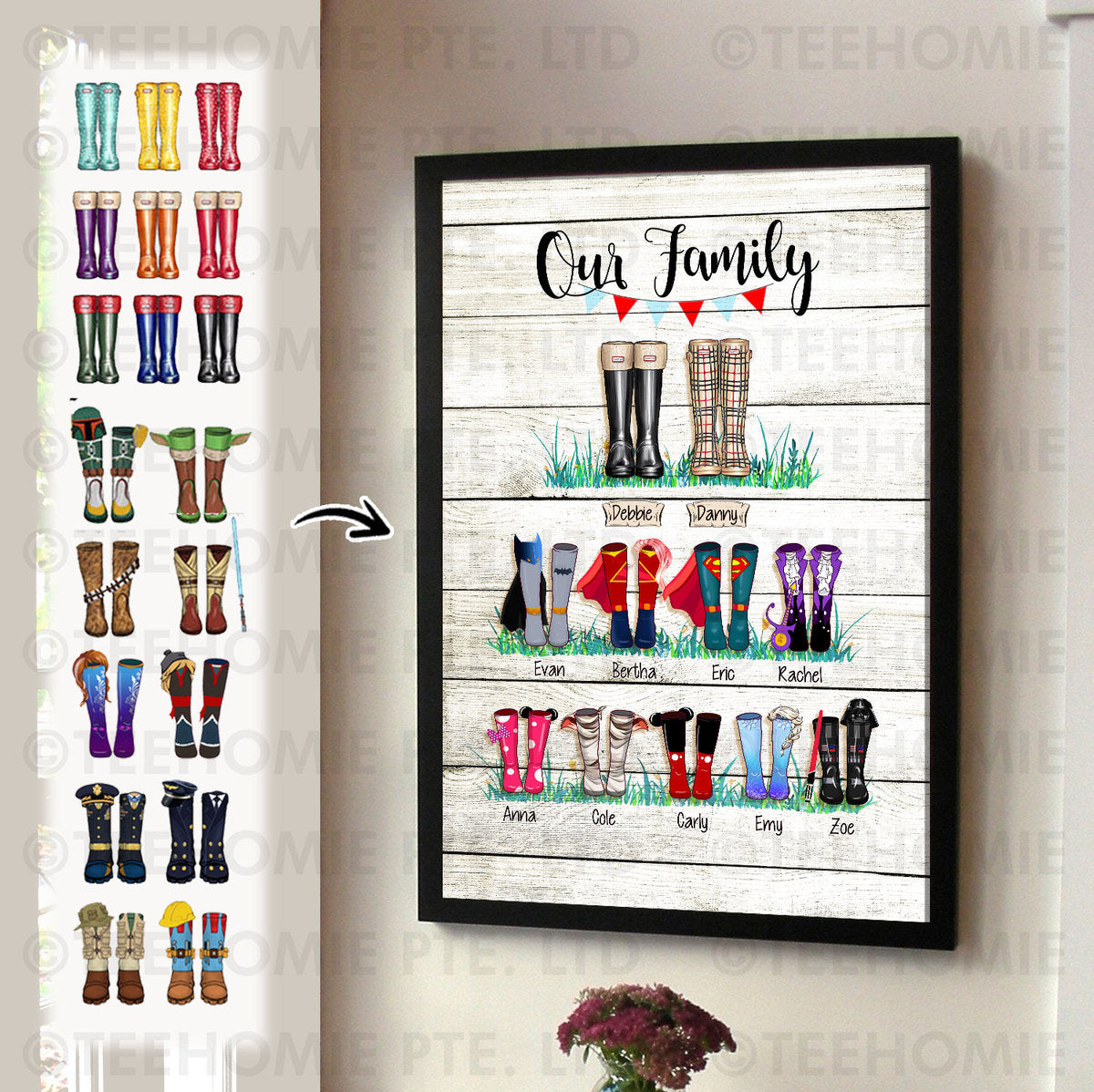 Personalized Photos Canvas Wall Art Family Family Tree