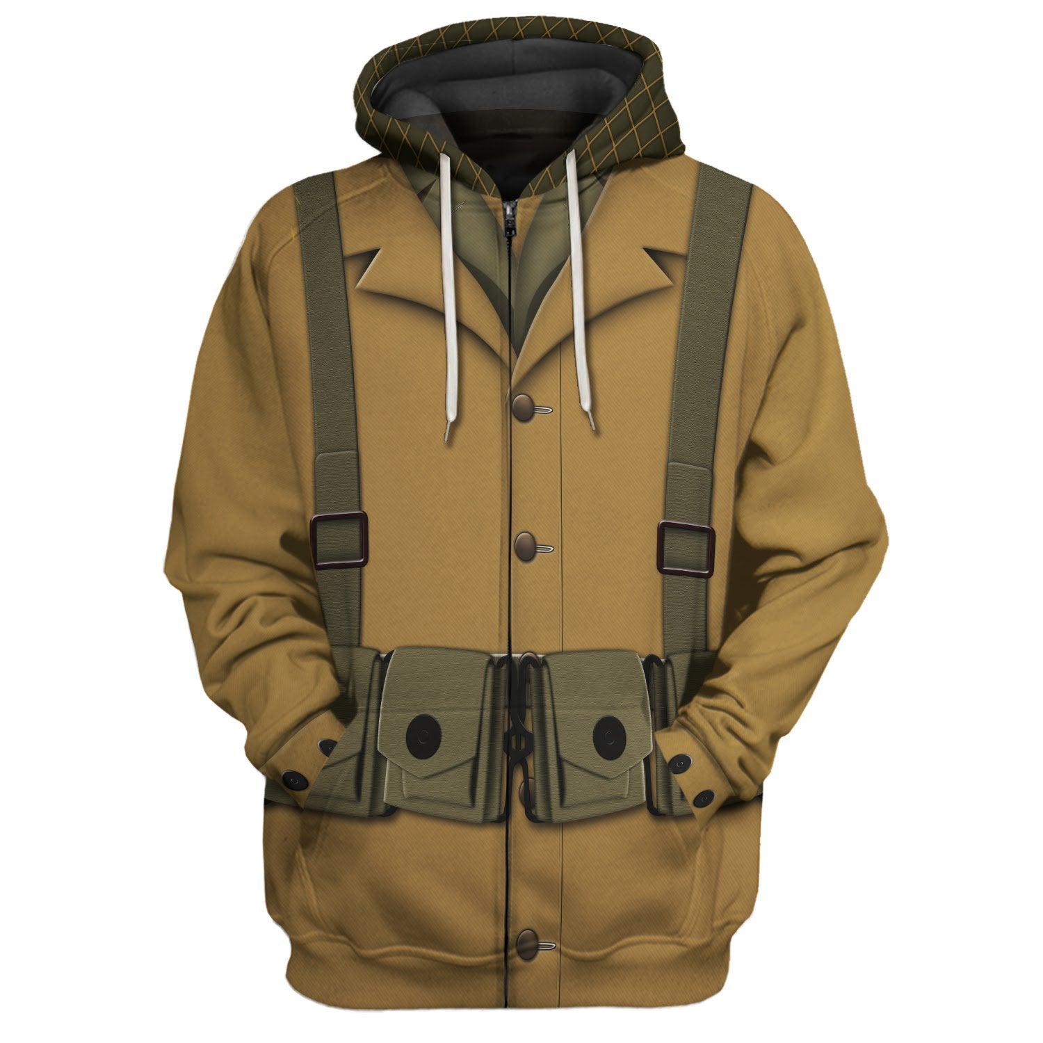 US Army Uniform WW1 Infantryman Fleece Zip Hoodie
