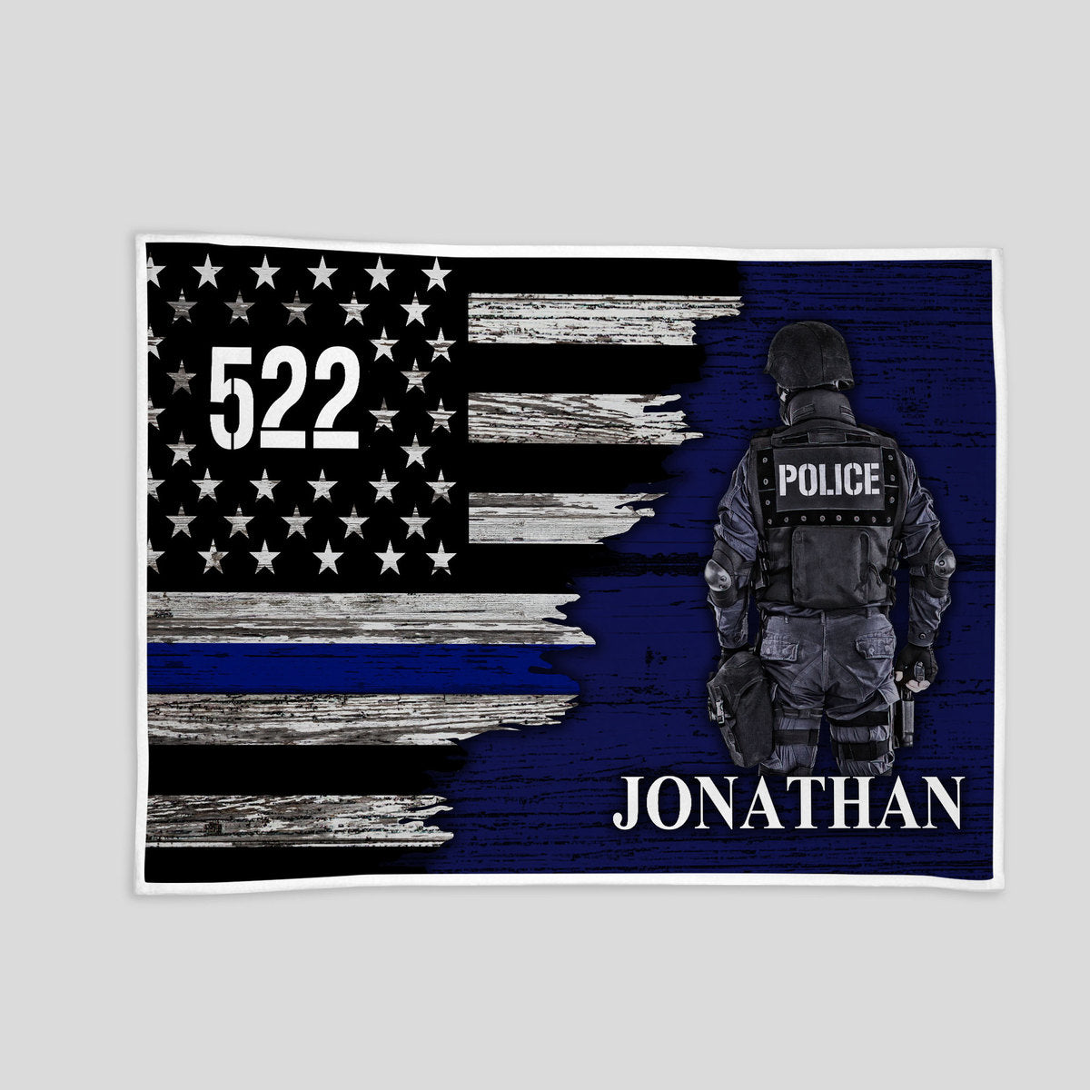 Customspig Blanket Personalized Custom Name Badge Number Police Officer