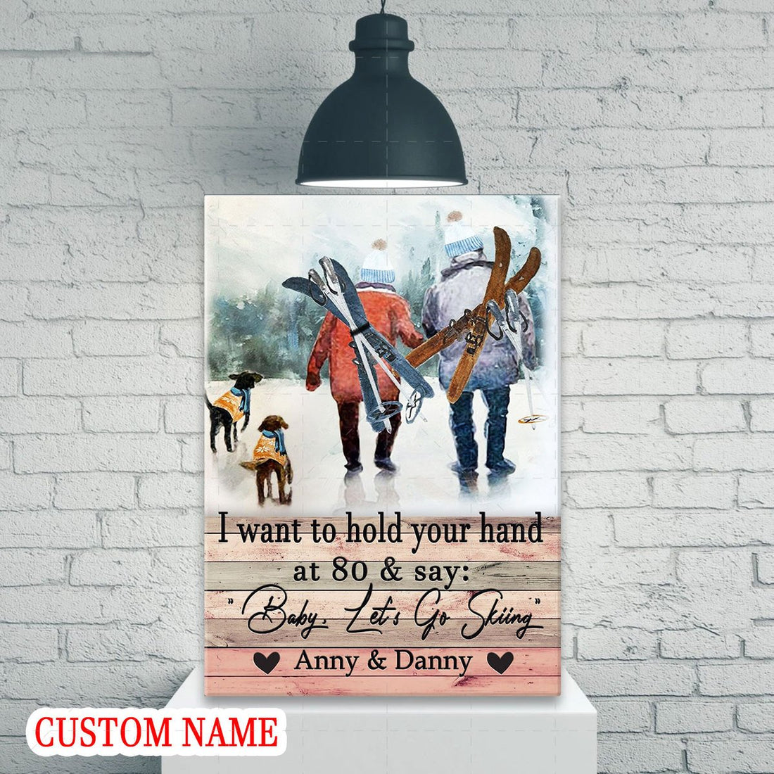 Personalized Canvas  I Want To Hold Your Hand Skiing
