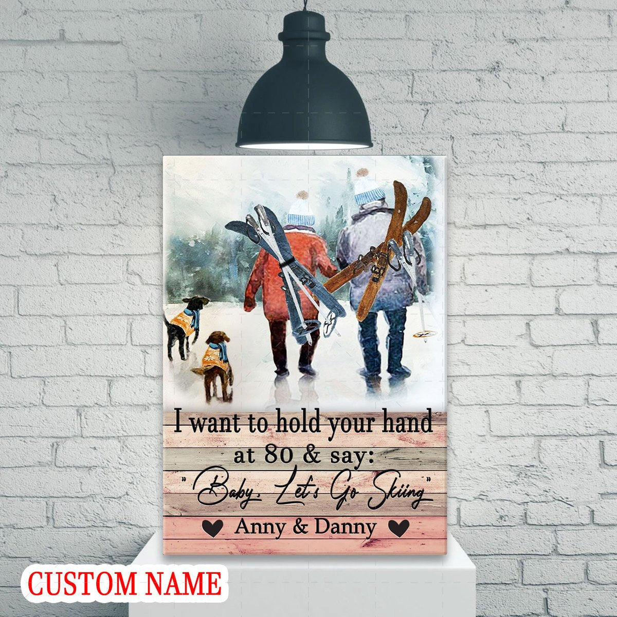 Personalized Canvas  I Want To Hold Your Hand Skiing