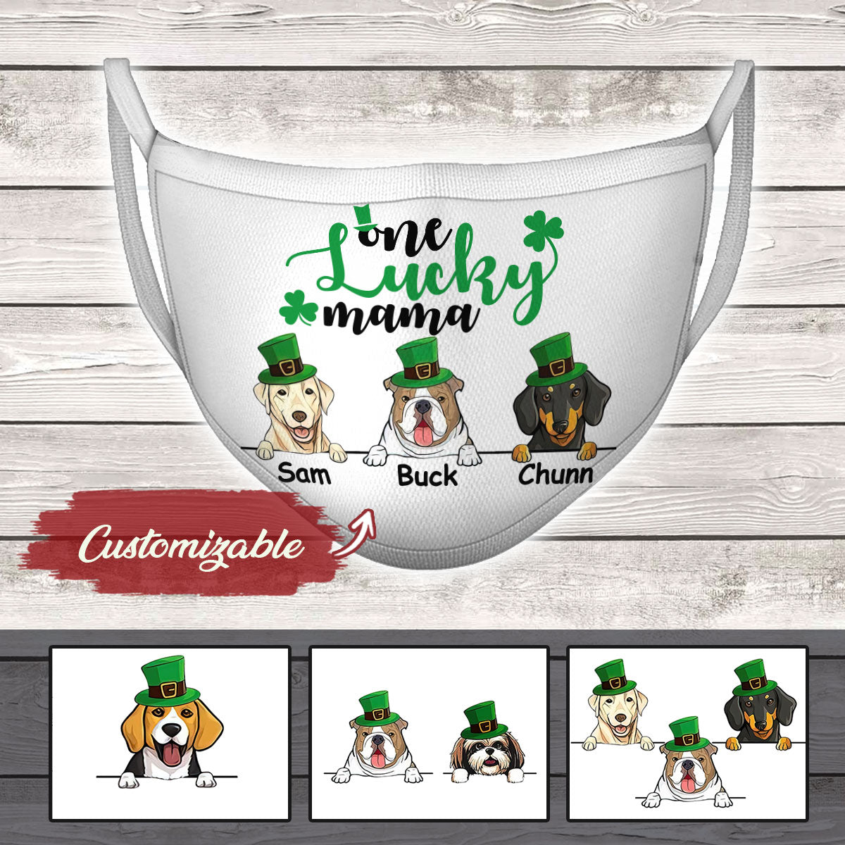 Customized Dogs Photo Face Mask One Lucky Mama