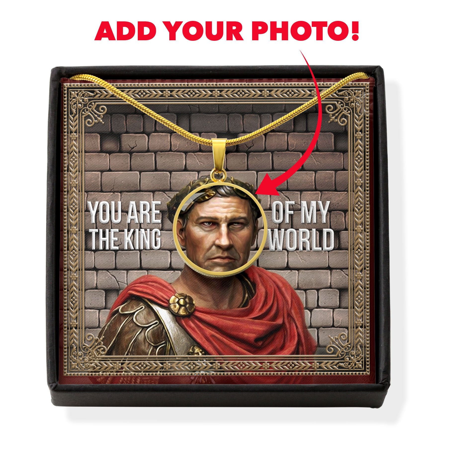Caesar Augustus Customized Photo Circle Pendant with POD Message Card