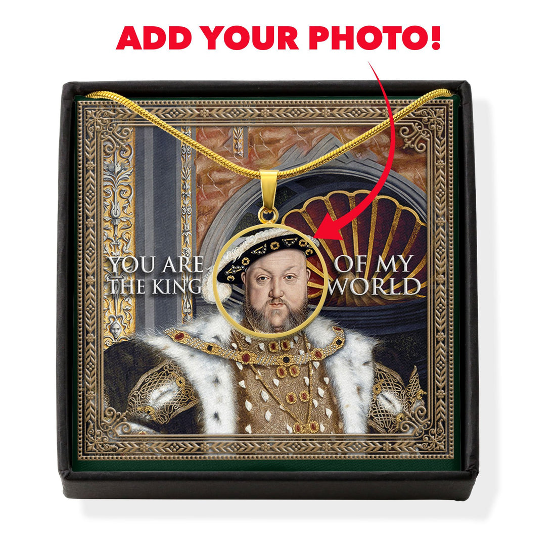 King Henry VIII Customized Photo Circle Pendant with POD Message Card