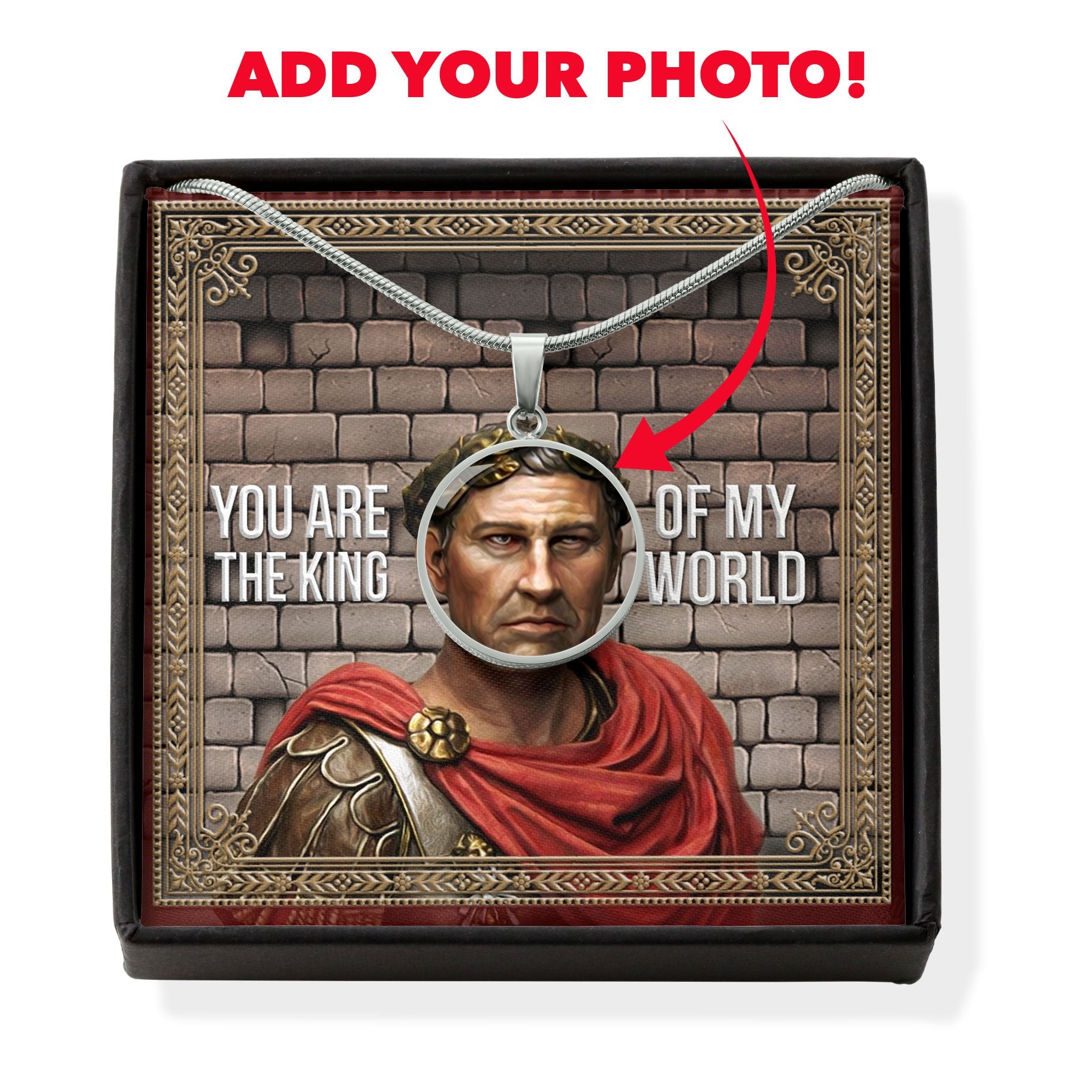 Caesar Augustus Customized Photo Circle Pendant with POD Message Card