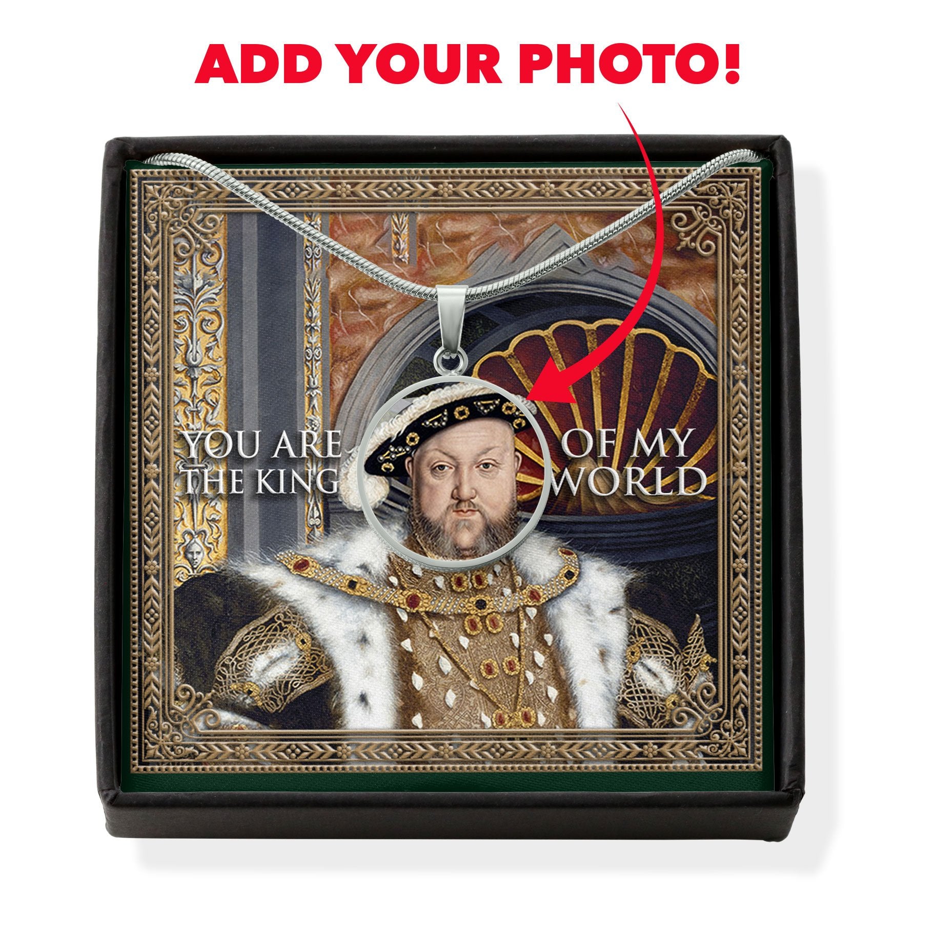 King Henry VIII Customized Photo Circle Pendant with POD Message Card