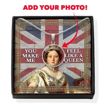 Personalised Face Portrait Queen Victoria You Are My Queen Circle Pendant With POD Message Card