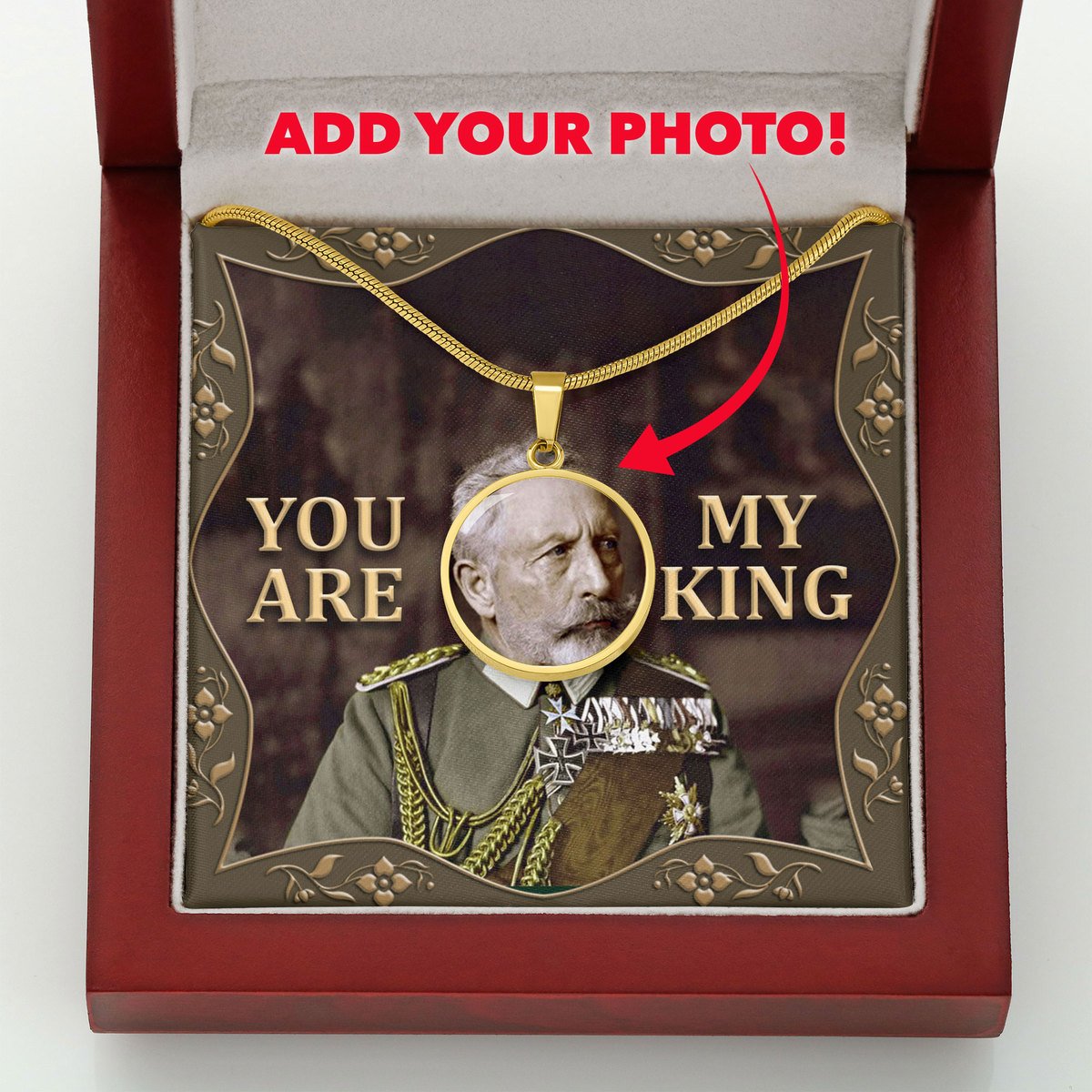 Wilhelm II Customized Photo Circle Pendant with POD Message Card