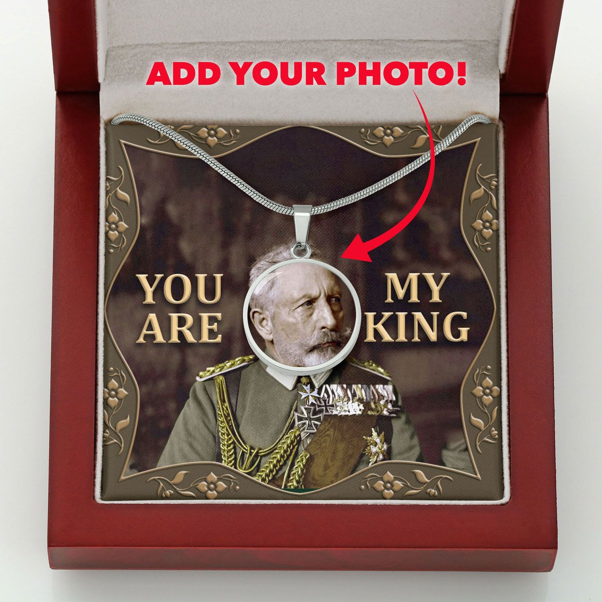 Wilhelm II Customized Photo Circle Pendant with POD Message Card