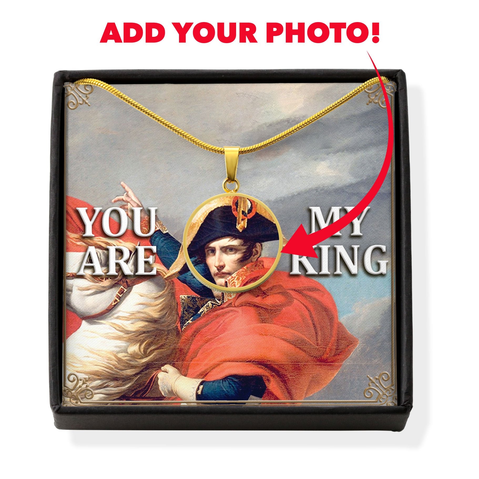 Napoléon Bonaparte Customized Photo Circle Pendant With POD Message Card