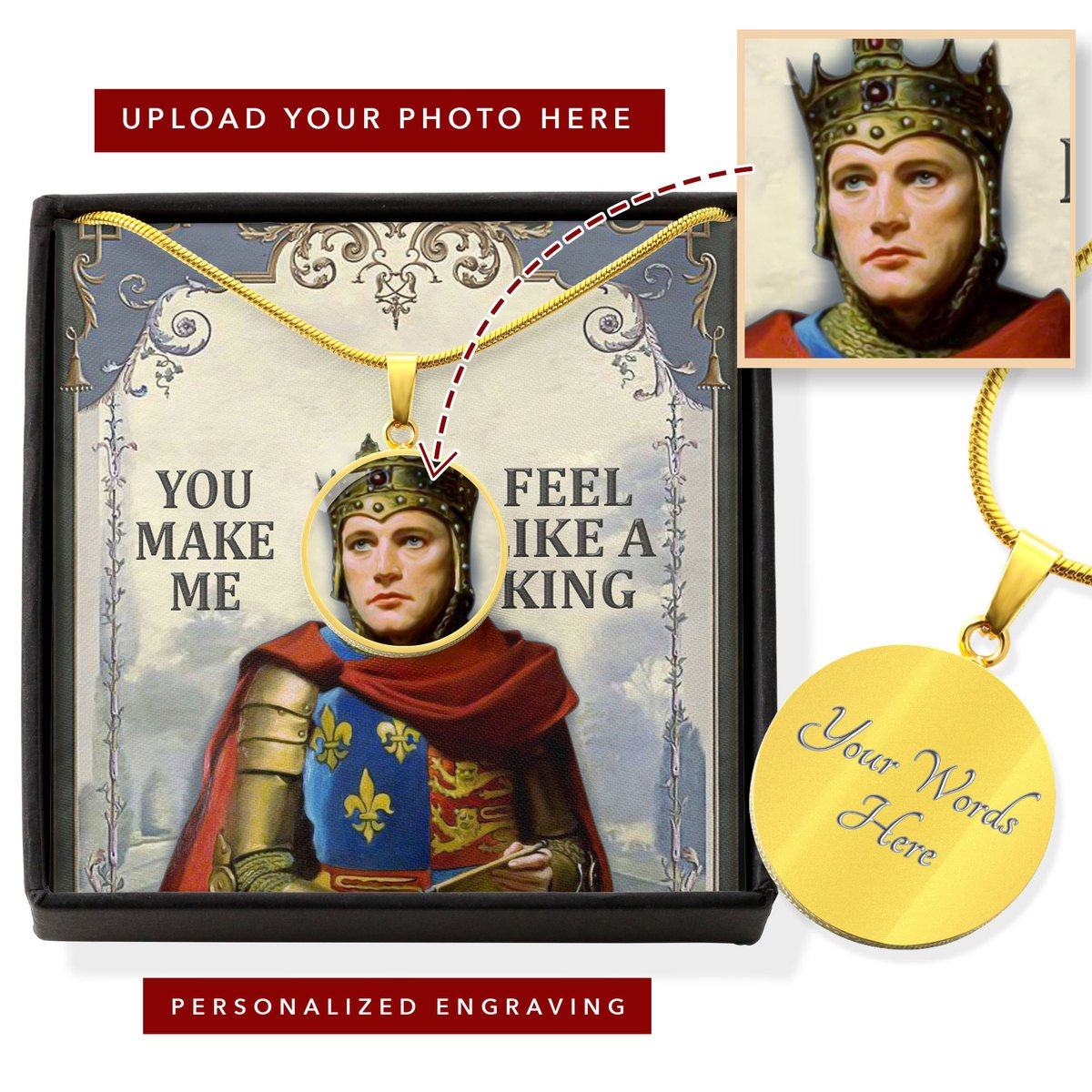 Henry V Customized Photo Circle Pendant With POD Message Card