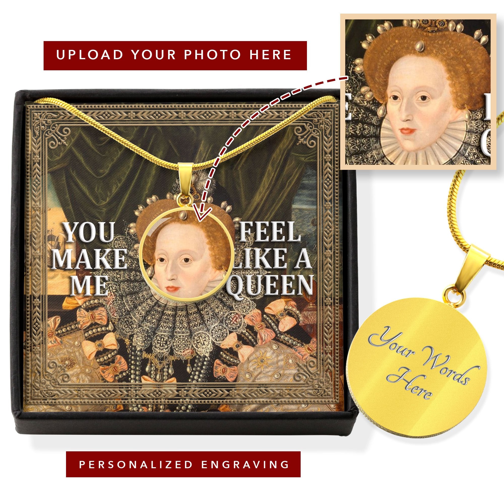 Queen Elizabeth I Circle Pendant with POD Message Card