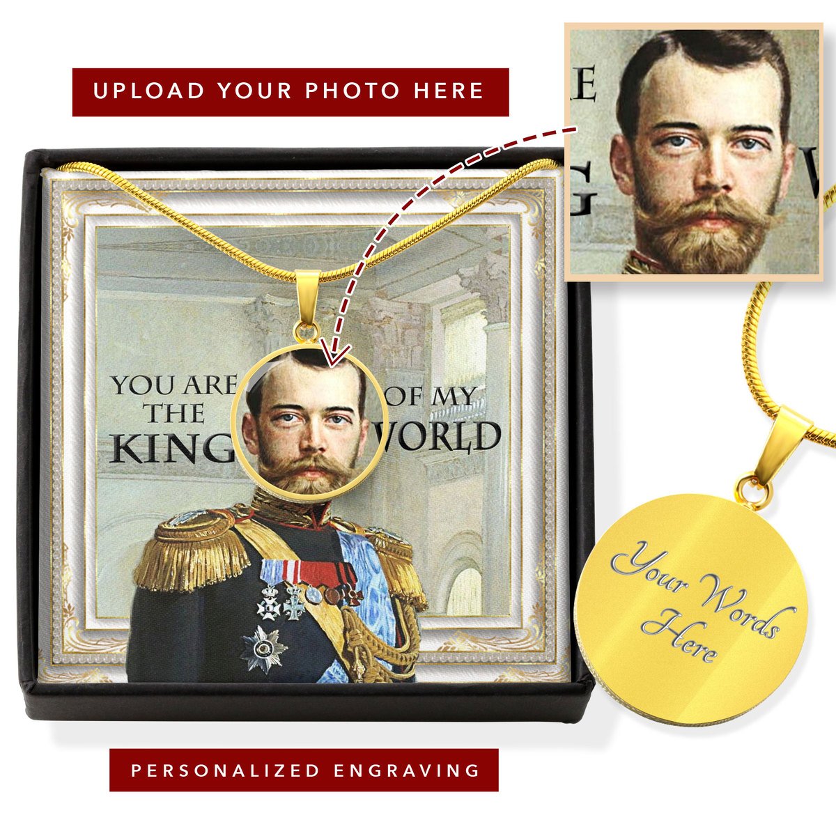 Nicholas II of Russia Customized Photo Circle Pendant Necklace