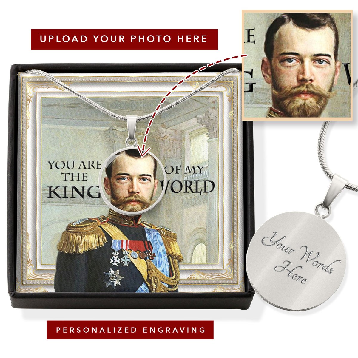 Nicholas II of Russia Customized Photo Circle Pendant Necklace