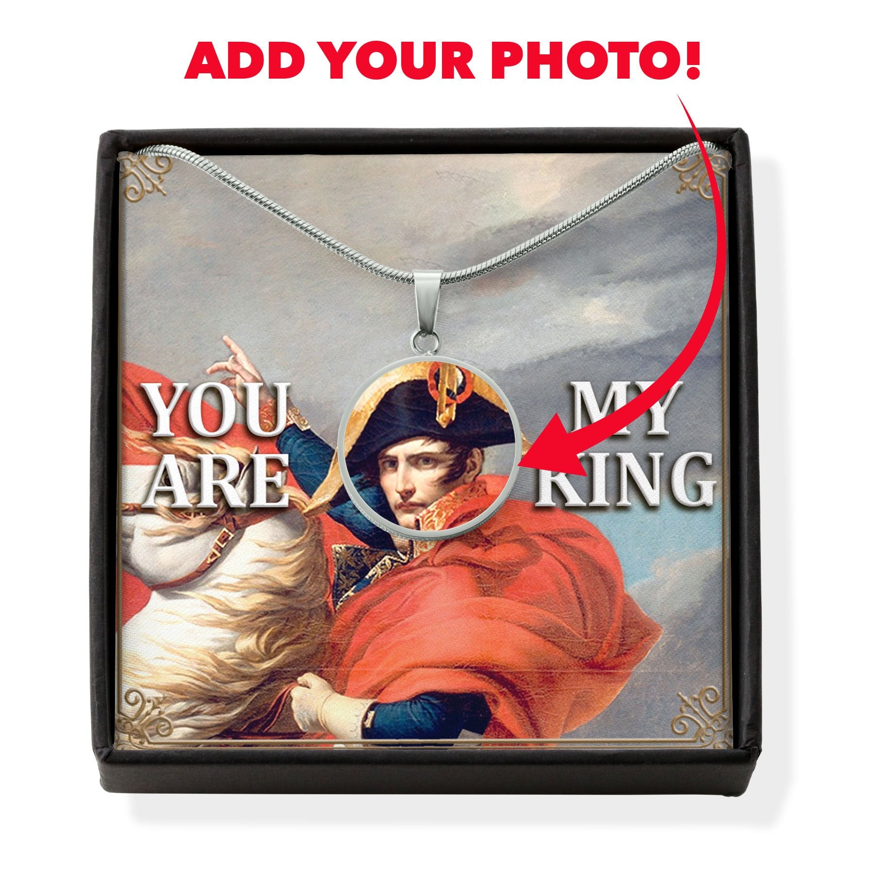 Napoléon Bonaparte Customized Photo Circle Pendant With POD Message Card