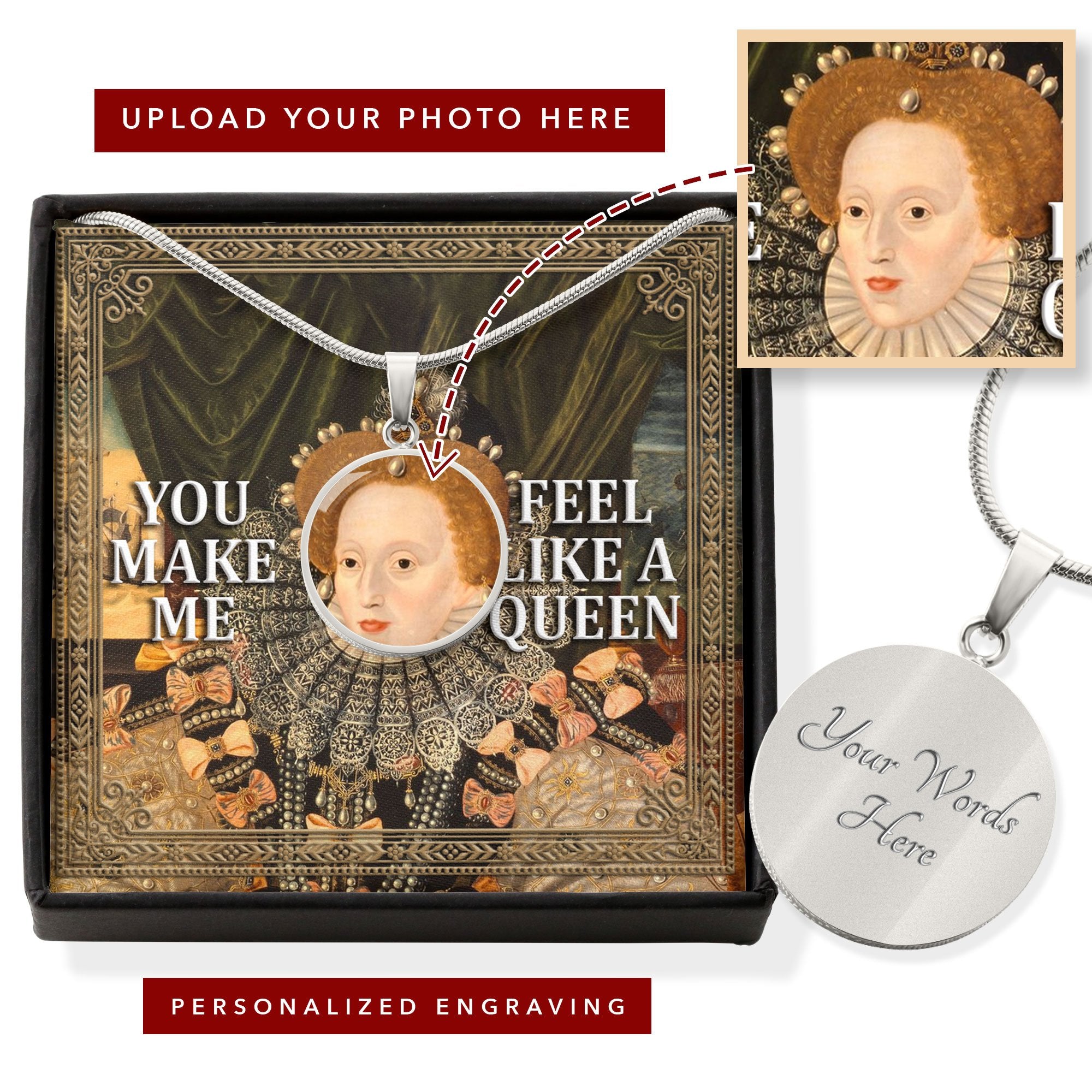 Queen Elizabeth I Circle Pendant with POD Message Card