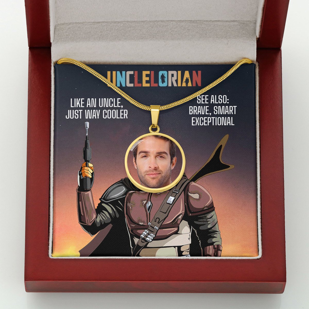 Unclelorian Customized Portrait Circle Pendant Box Luxury Necklace