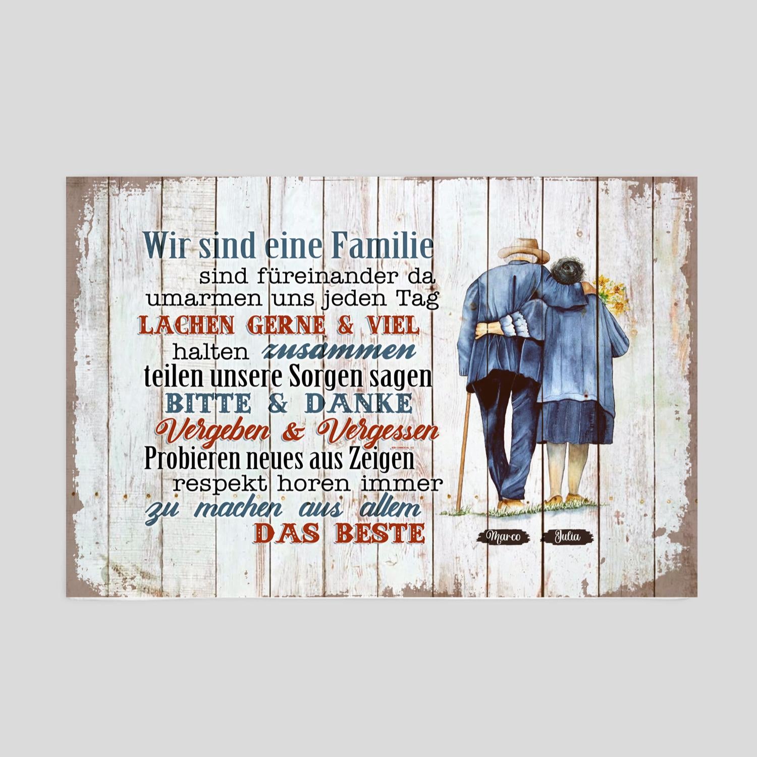 Customized Wall Art Bild Planken-Schild - Familienregeln