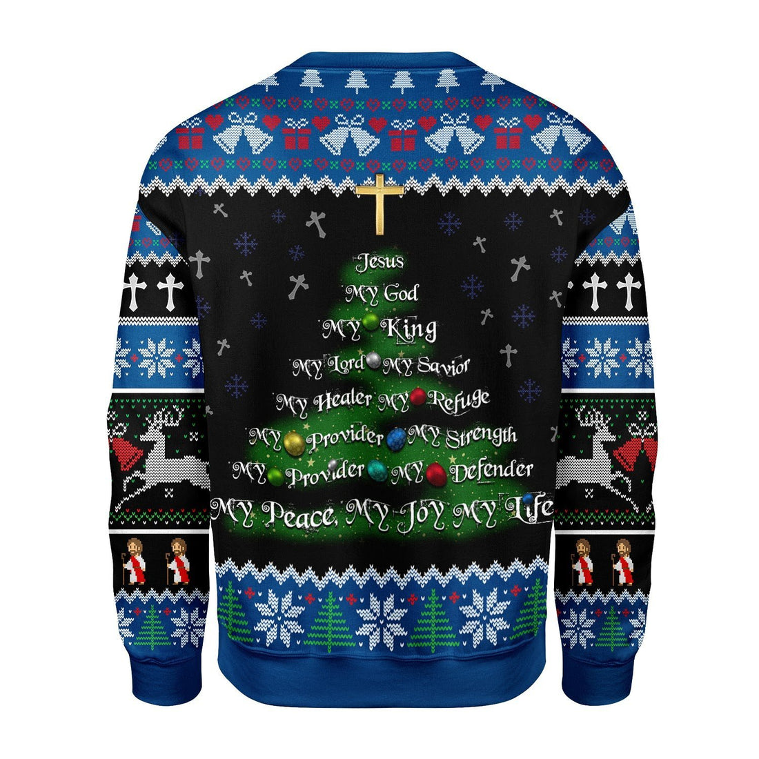 Gearhomies Christmas Unisex Sweater Jesus Christmas Tree Gold Cross 3D Apparel
