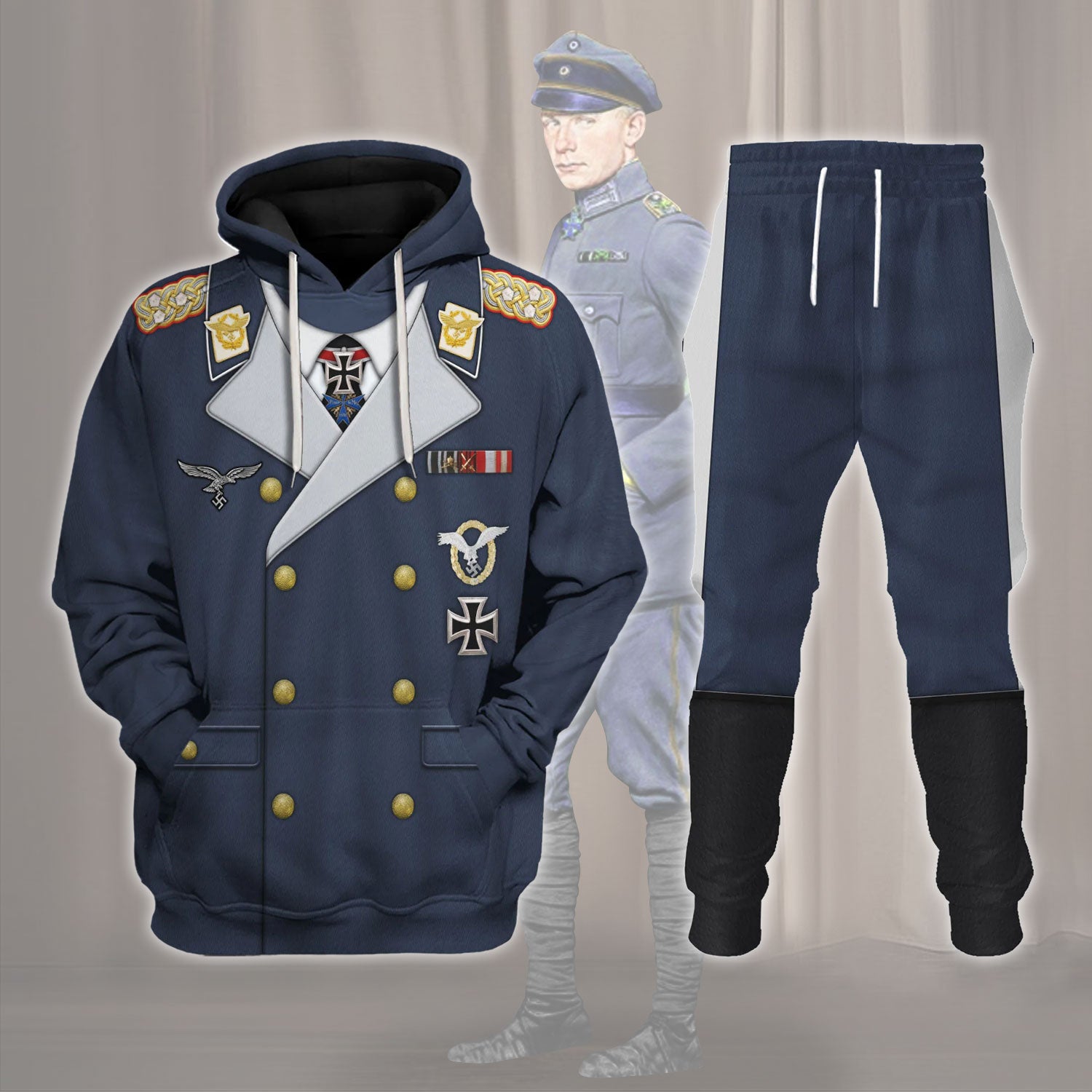Customspig Ernst Udet German Pilot WWI WWII Costume Hoodie Sweatshirt T-Shirt Tracksuit