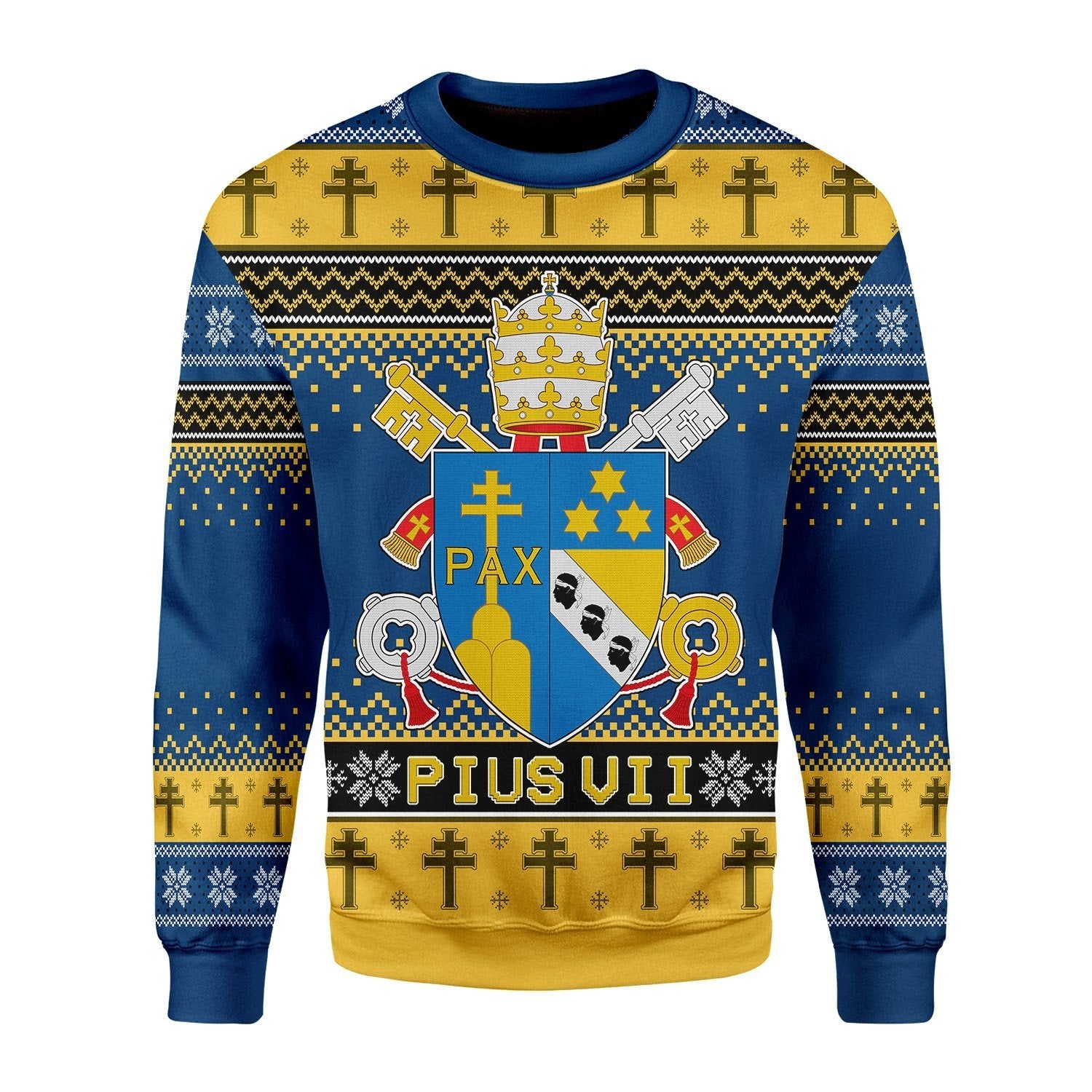 Gearhomies Christmas Unisex Sweater Pius VII Coat of Arms 3D Apparel