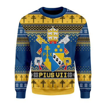 Gearhomies Christmas Unisex Sweater Pius VII Coat of Arms 3D Apparel