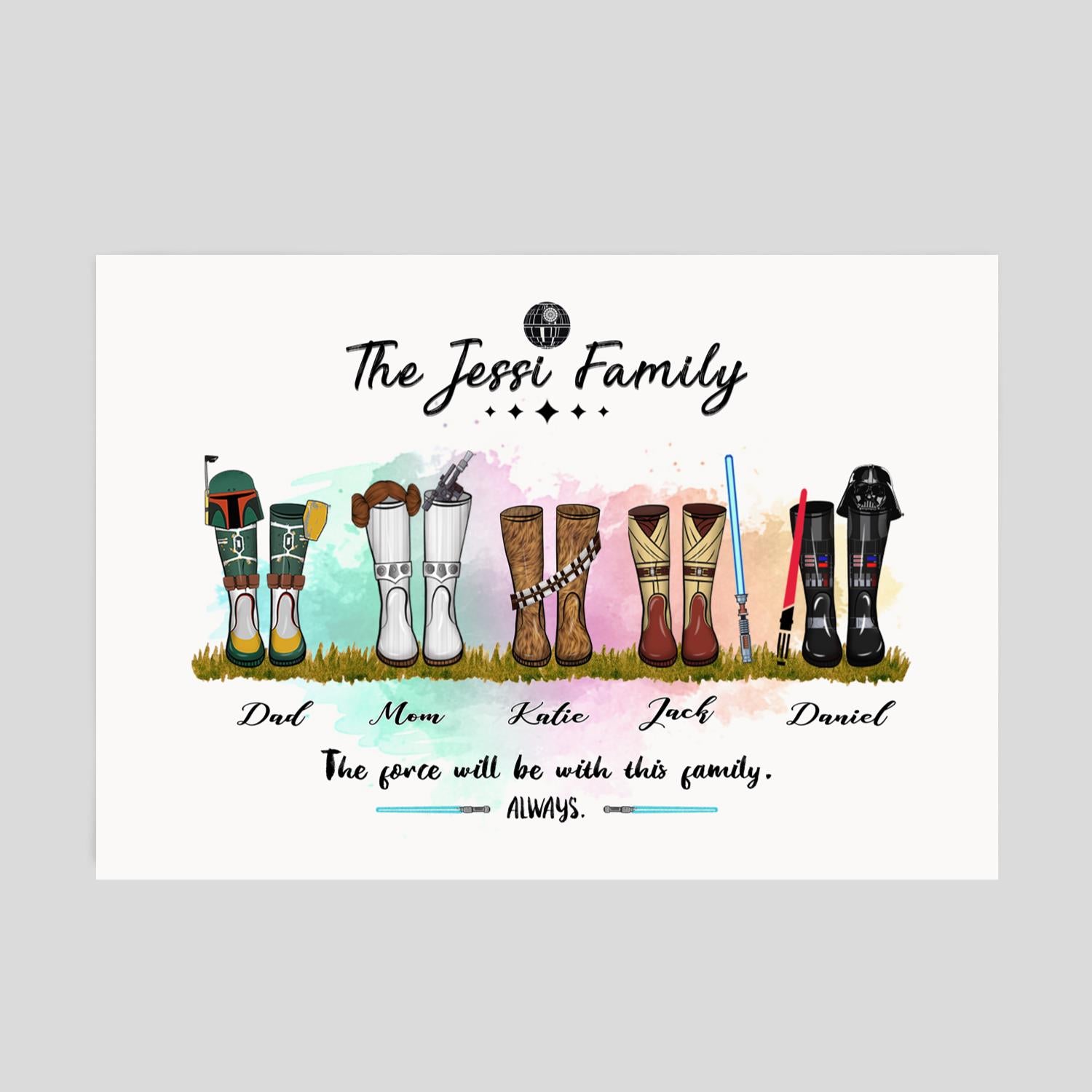 Customized Canvas Poster Wall Art Boots Family