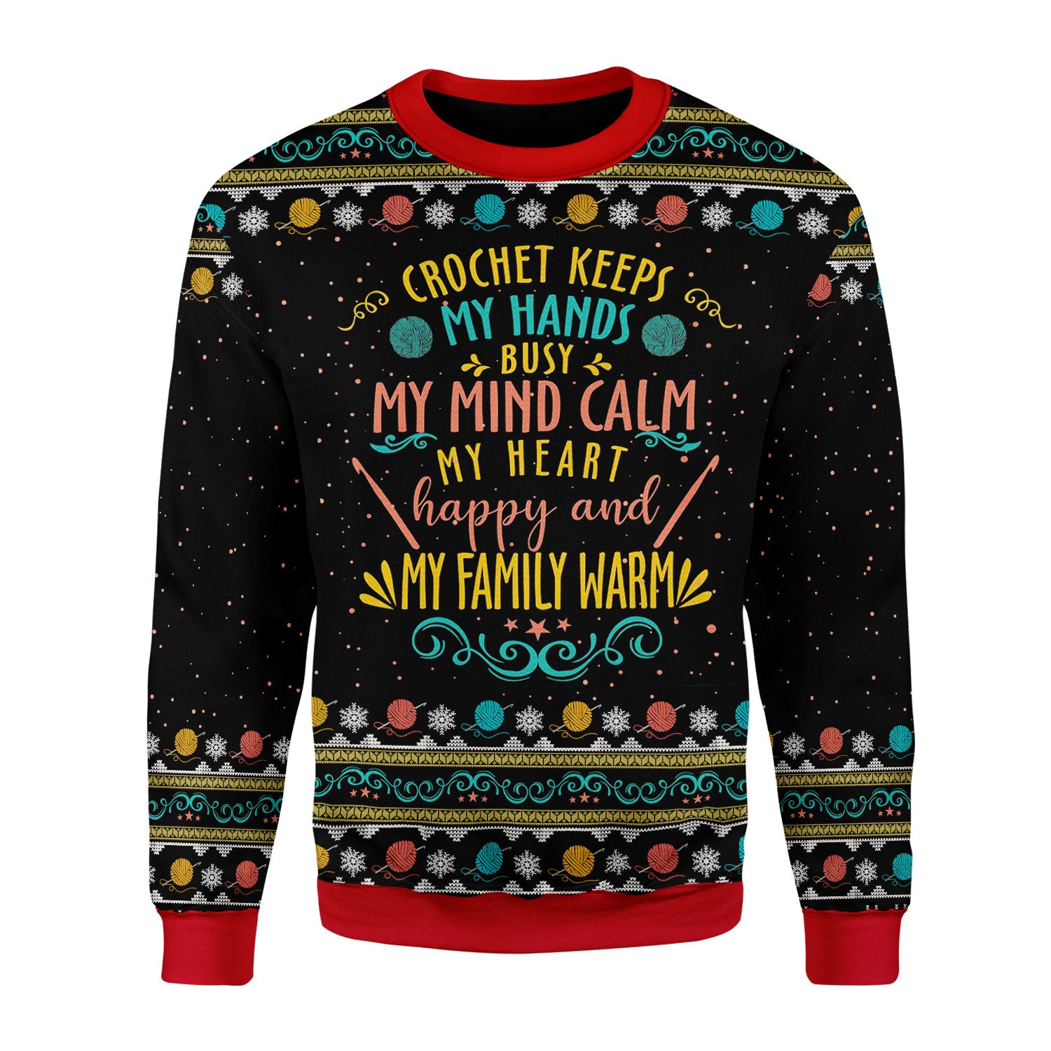 Customspig Christmas Sweater Crochet Keep My Hand Busy 3D Apparel