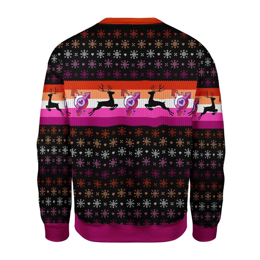 Gearhomies Christmas Unisex Sweater Lesbian Flag Ugly Christmas 3D Apparel