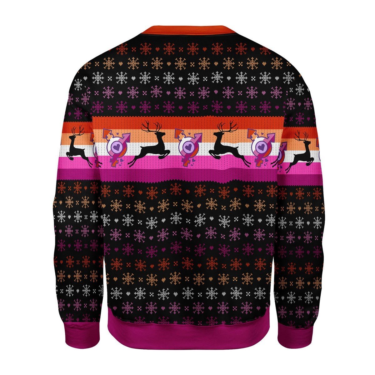 Gearhomies Christmas Unisex Sweater Lesbian Flag Ugly Christmas 3D Apparel