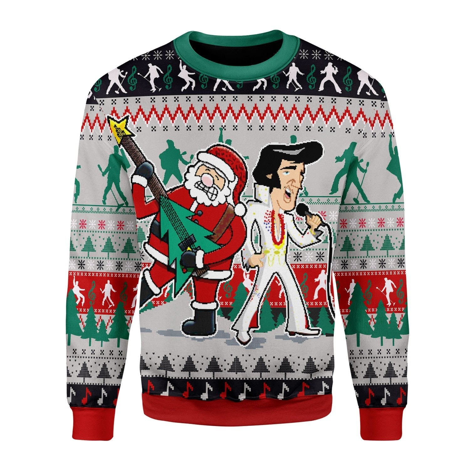 Customspig Christmas Sweater Elvis Presley With Santa 3D Apparel