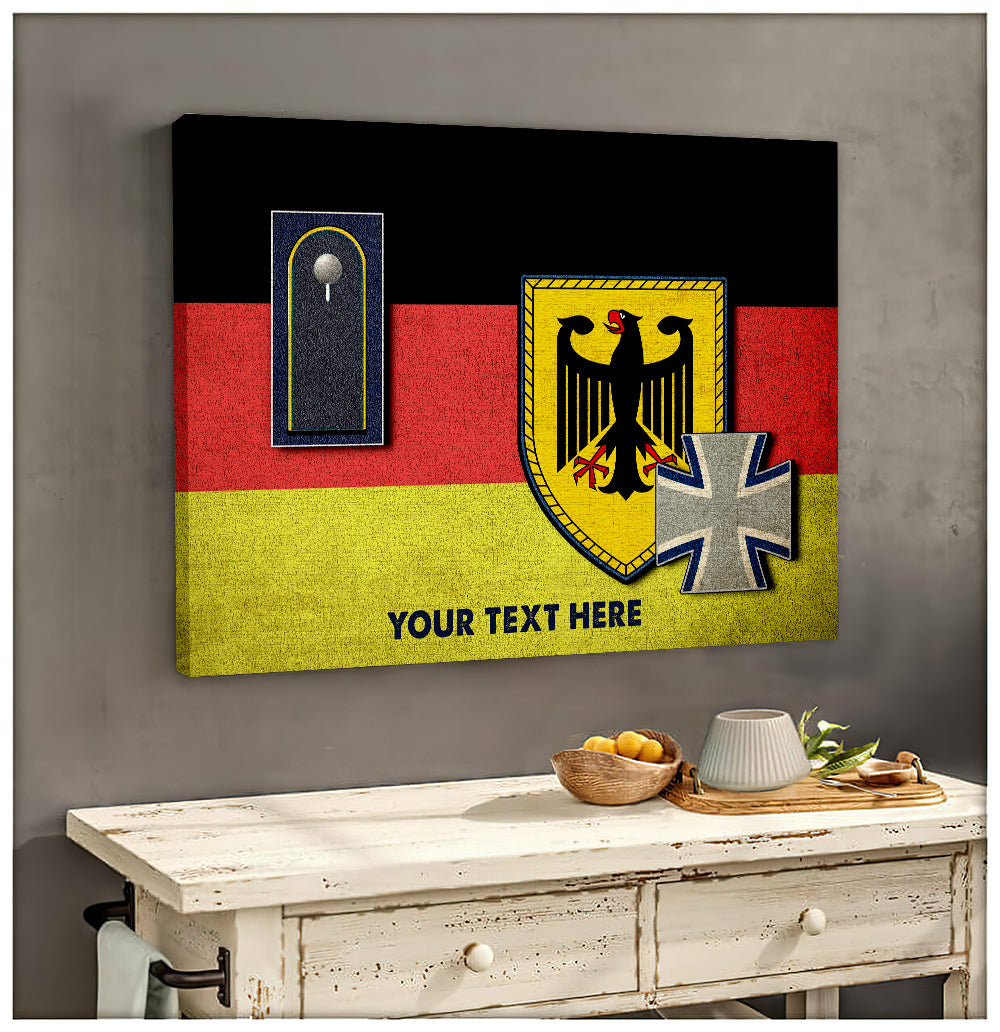 Personalized Rank and Text - German Flag With Military Ranks/Insignia Digital File Canvas