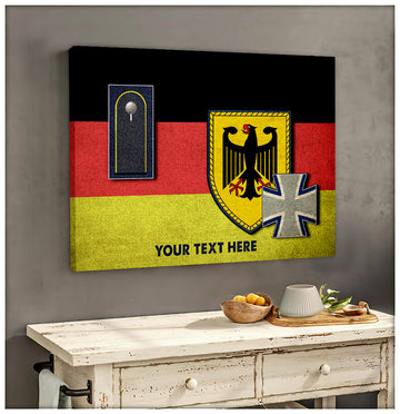 Personalized Rank and Text - German Flag With Military Ranks/Insignia Digital File Canvas