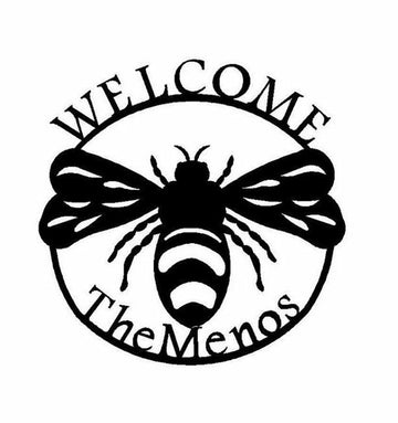 CustomsPig Personalized Welcome Sign with Bumble Bee Metal Wall Art