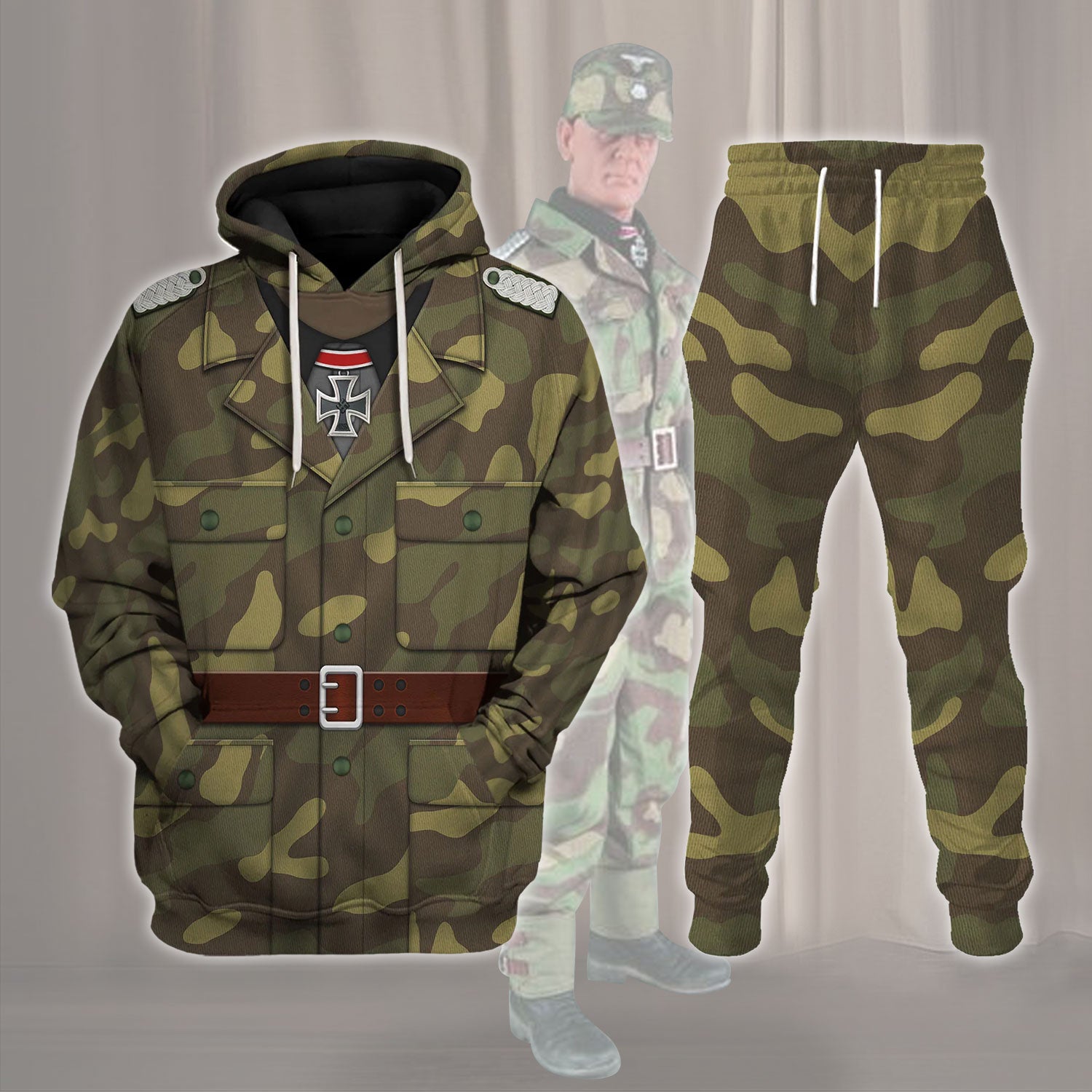Customspig German SS Italian Camo M40 World War II Costume Hoodie Sweatshirt T-Shirt Tracksuit
